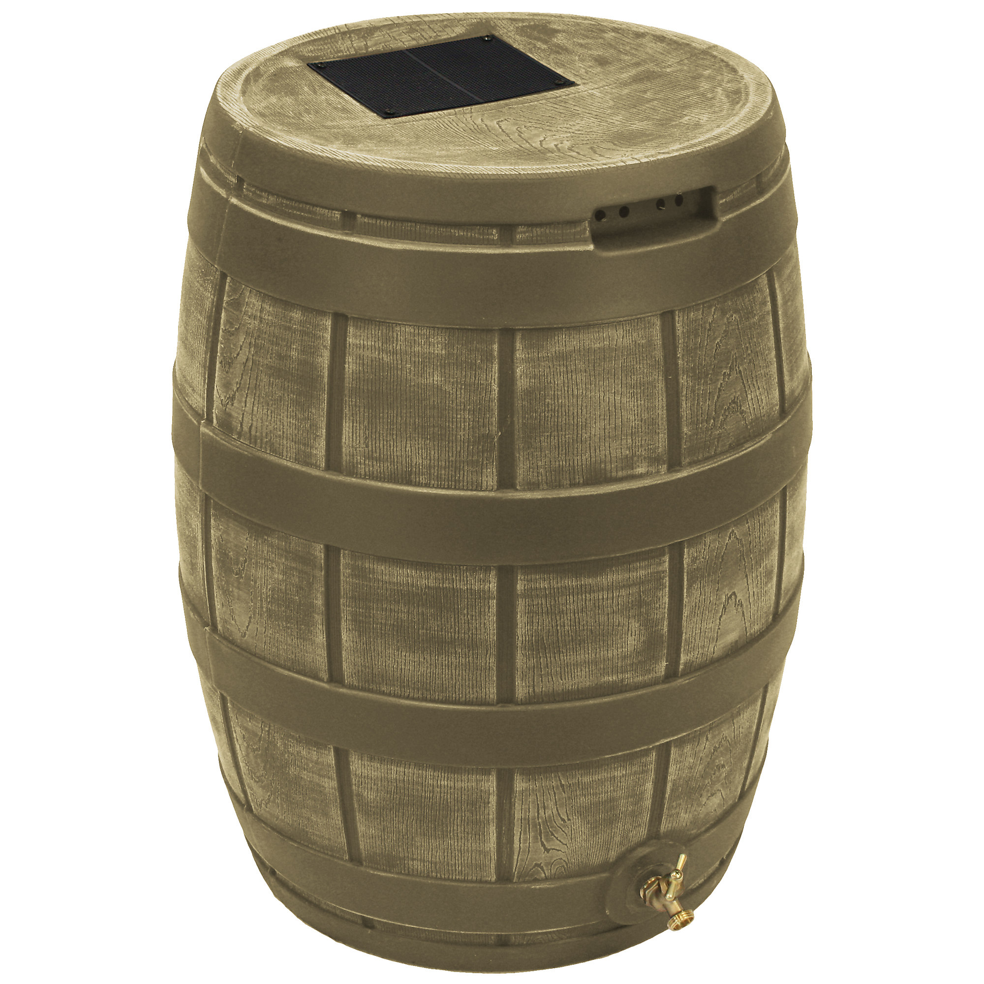 Good Ideas Rain Vault Rain Barrel — 50-Gallon, Khaki, Anti-Debris Screen, Metal Spigot, Model# RVT-KHA